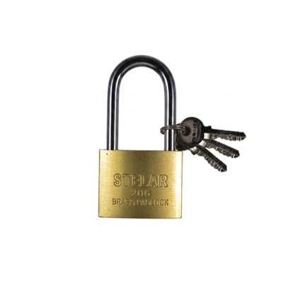 STELAR 25MM Brass Padlock LONG SHACKLE HG622-L